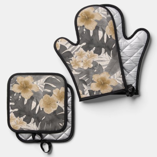 Live-Liebe Aloha Palm Tree Beach Zeichen Ofenhandschuh & Topflappen-Set (Vorderseite/Rückseite)