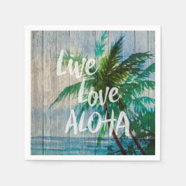 Live-Liebe Aloha Palm Tree Beach Zeichen Serviette