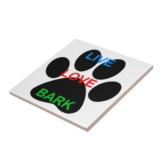 LIVE LIEBE BARK Dog Paw Print Fliese (Seite)