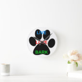 LIVE LIEBE BARK Dog Paw Print Runde Wanduhr (Zuhause)