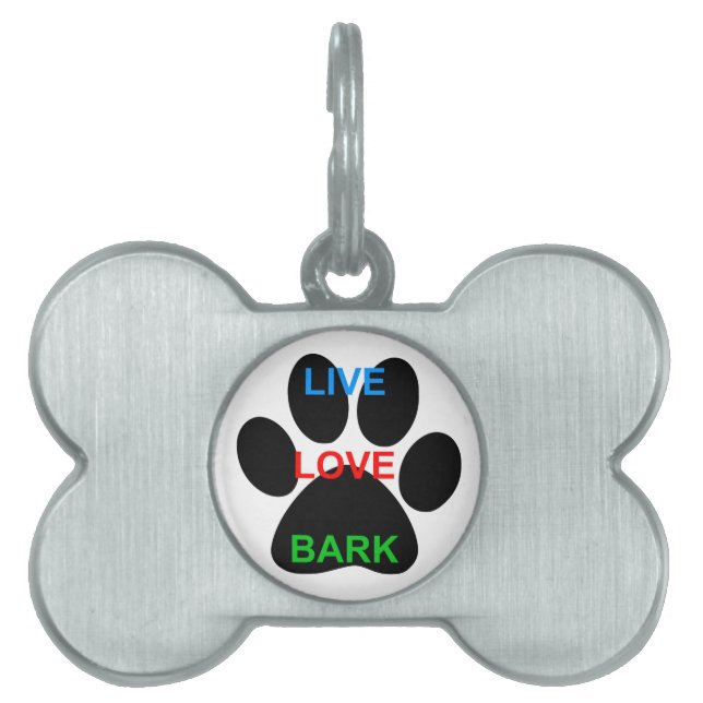 LIVE LIEBE BARK Dog Paw Print Tiermarke (Vorderseite)