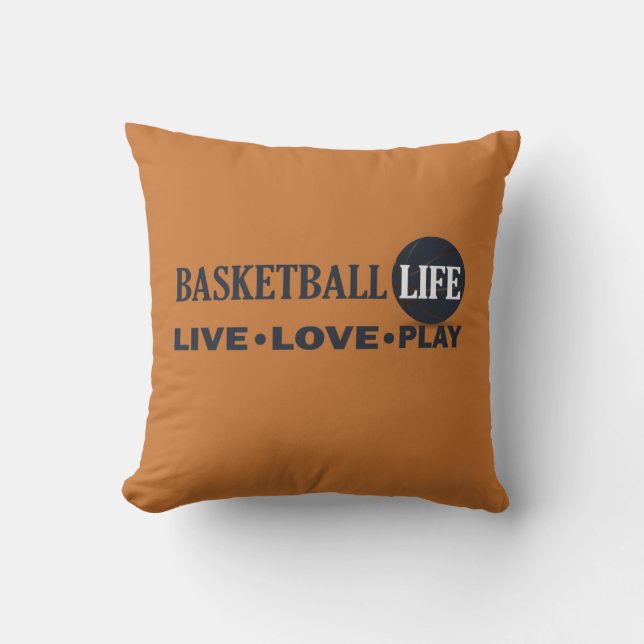 Live-Liebe Basketballspiel Blauer Text Kissen (Vorderseite)