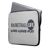 Live-Liebe Basketballspiel Blauer Text Laptopschutzhülle (Vorderseite Links)