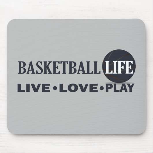 Live-Liebe Basketballspiel Blauer Text Mousepad (Vorne)