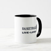 Live-Liebe Basketballspiel Blauer Text Tasse (VorderseiteRechts)