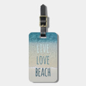 Live Liebe Beach Türkis Blue Ocean Surf Waves Gepäckanhänger (Vorderseite vertikal)