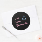 Live-Liebe Bermuda-Skripttext mit Anchor Dark Runder Aufkleber (Umschlag)