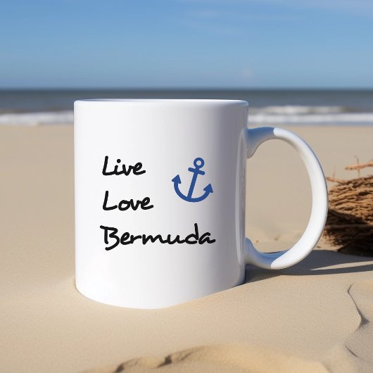 Live-Liebe Bermuda-Skripttext mit Anchor Kaffeetasse