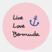 Live-Liebe Bermuda-Skripttext mit Anchor Runder Aufkleber (Vorderseite)
