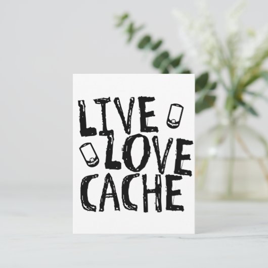 Live, Liebe, Cache Postkarte (Stehend Vorderseite)