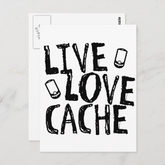 Live, Liebe, Cache Postkarte (Vorne/Hinten)