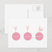 Live Liebe Dance Ballerinas - Rosa - Postkarte (Vorne/Hinten)