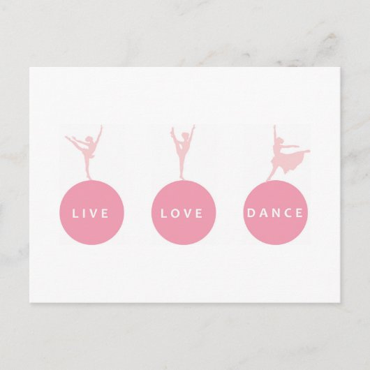 Live Liebe Dance Ballerinas - Rosa - Postkarte (Vorderseite)