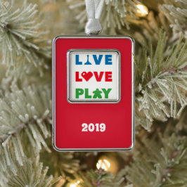 Live, Liebe, Farbtext abspielen Vert. Rahmenorname Rahmen-Ornament Silber