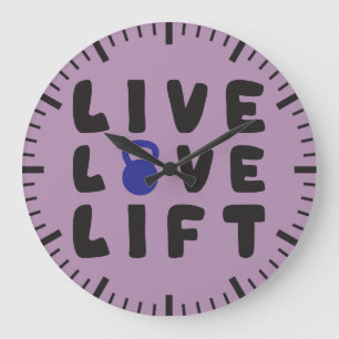 Live, Liebe, Fitness Lift Große Wanduhr