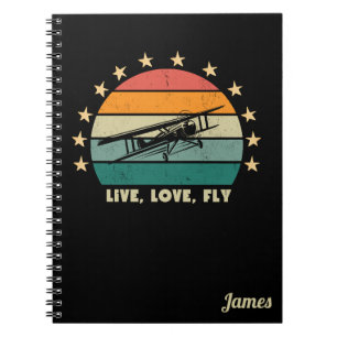 "Live Liebe Fliegen" Text, Vintager Retro-Schieber Notizblock