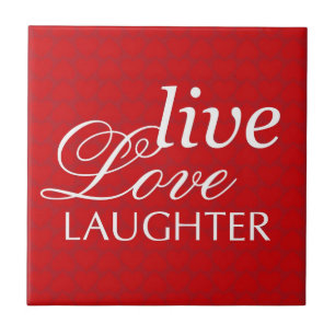 Live-Liebe Gelächter rote Herzkachel Fliese
