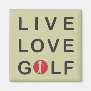 Live Liebe Golf Golfspielen Rot Schwarz Magnet