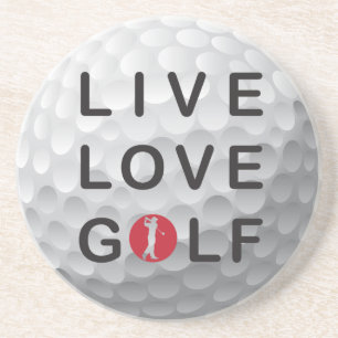 Live-Liebe Golf Sandstone Untersetzer. Sandstein Untersetzer