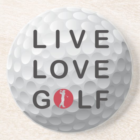 Live-Liebe Golf Sandstone Untersetzer. Sandstein Untersetzer (Vorne)