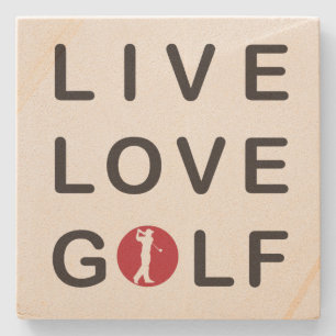 Live-Liebe Golf und Untersetzer aus Stein.