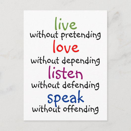 live, Liebe, hören, sprechen Postkarte (Vorderseite)