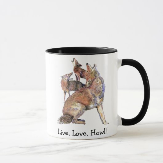 Live-Liebe Howl Fun Zitat Howling Coyotes Tasse (Rechts)