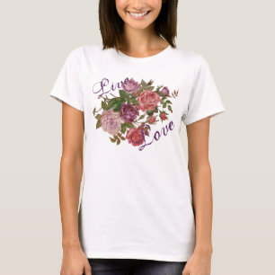 Live-Liebe Hübsche Lila Rose T-Shirt