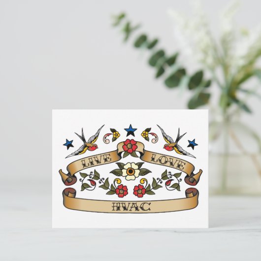 Live-Liebe HVAC Postkarte (Stehend Vorderseite)