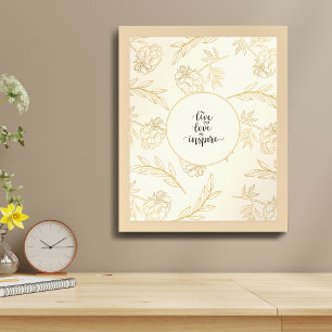 Live-Liebe Inspirierte Gold Floral Poster