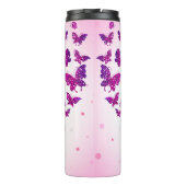 Live Liebe Kämpfen Rosa und Lila Bewusstsein Thermosbecher (Rückseite)