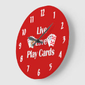 Live, Liebe, Kartenspielen Rot Große Wanduhr (Winkel)