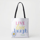 Live Liebe Lächeln lustig White Tote Bag Tasche (Vorderseite)