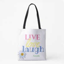 Live Liebe Lächeln lustig White Tote Bag