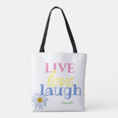 Live Liebe Lächeln lustig White Tote Bag Tasche (Rückseite)
