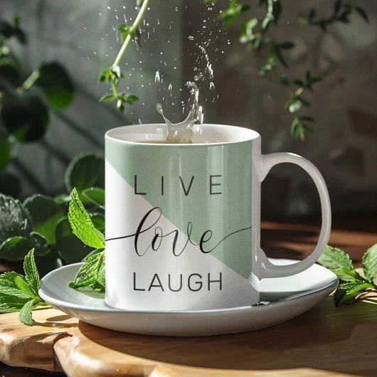 Live-Liebe Lächeln positive Motivation Mint Zitat Kaffeetasse