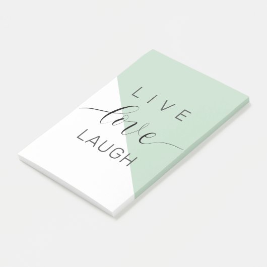 Live-Liebe Lächeln positive Motivation Mint Zitat Post-it Klebezettel (angewinkelt)