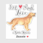 Live-Liebe lachen Sie ein Golden Retriever Vinyl S Aufkleber (Blatt)