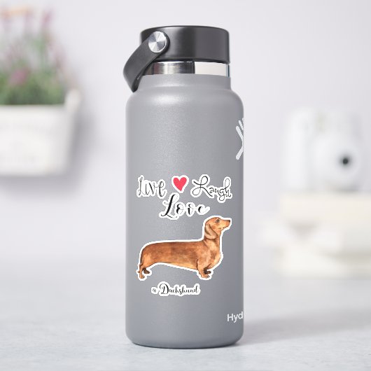 Live-Liebe Lachen Sie eine Dackel Vinyl Sticker (HydroFlask)