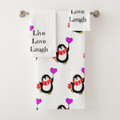 Live, Liebe, lachen Sie glücklichen Penguin Badhandtuch Set (Insitu)