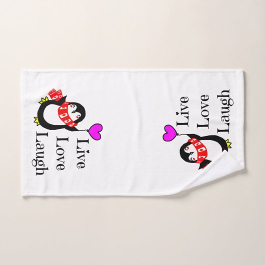 Live, Liebe, lachen Sie glücklichen Penguin Badhandtuch Set (Handtuch)