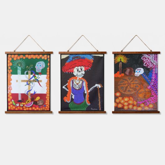 Live-Liebe lachen Spaß Wandteppich Mit Holzrahmen (Dreifach)