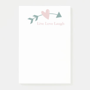 Live-Liebe lacht Post-It-Notes mit Herz und Pfeil Post-it Klebezettel