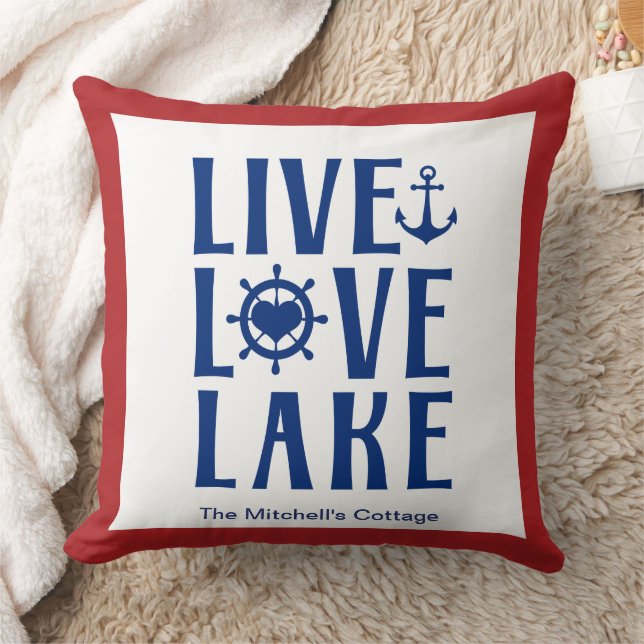 Live Liebe Lake - Wasserschiff Lakehouse Kissen (Decke)