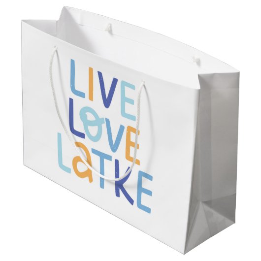 Live-Liebe Latke Hanukkah Design Große Geschenktüte (Rückseite Schrägansicht)