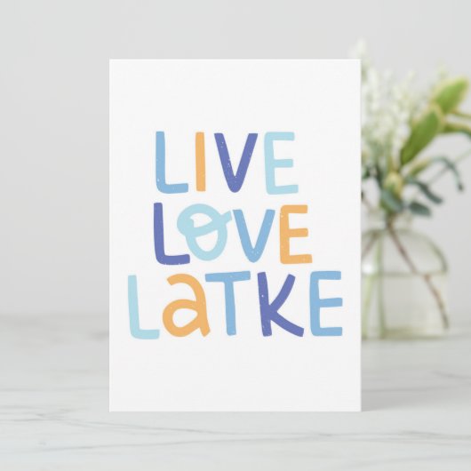 Live-Liebe Latke Hanukkah Design Karte (Stehend Vorderseite)