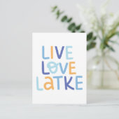 Live-Liebe Latke Hanukkah Design Postkarte (Stehend Vorderseite)
