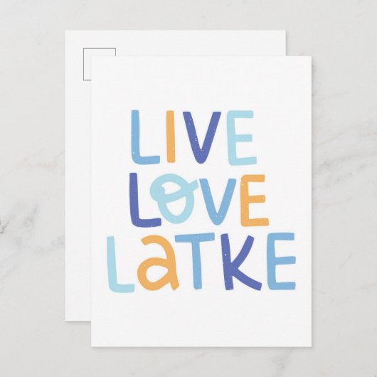 Live-Liebe Latke Hanukkah Design Postkarte (Vorne/Hinten)