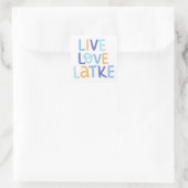 Live-Liebe Latke Hanukkah Design Quadratischer Aufkleber (Tasche)
