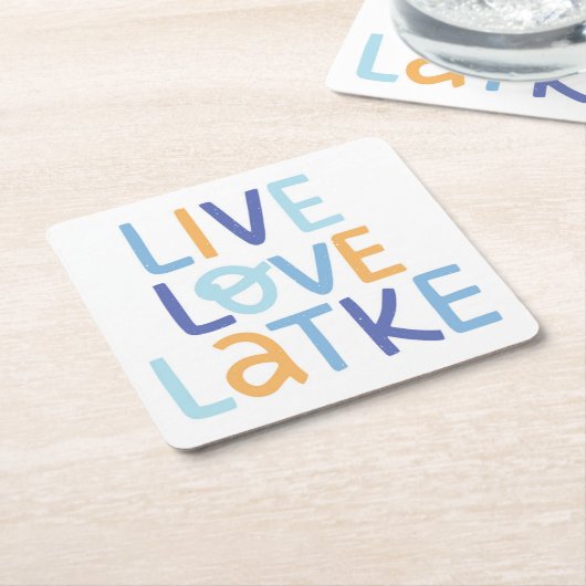 Live-Liebe Latke Hanukkah Design Rechteckiger Pappuntersetzer (angewinkelt)